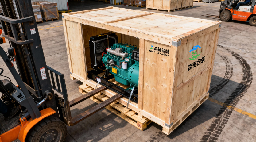 重庆汽车零部件包装方案_重庆发动机/发电机木箱定制_出口/倒置式木箱厂家_森链包装